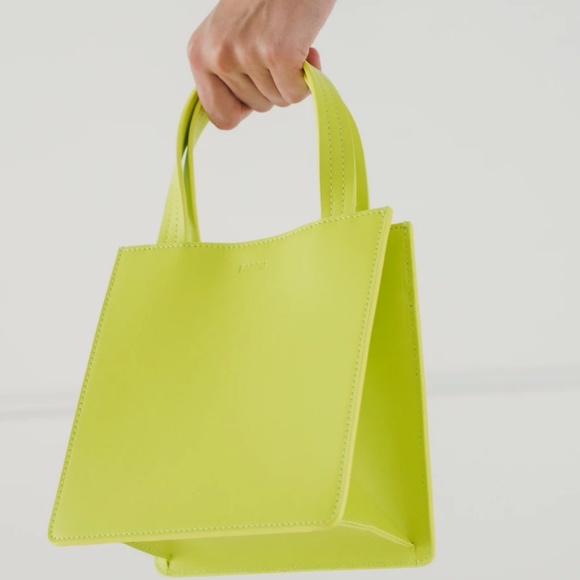 BAGGU Handbags - Baggu Chartreuse Small Leather Retail Tote NWT
